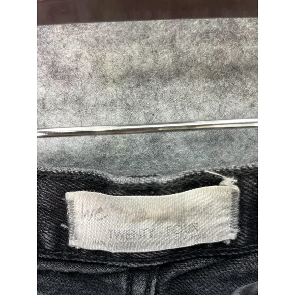 We The Free Shorts Womens 24 Black Distressed Denim Cutoff High Rise Raw Hem - Picture 5 of 11